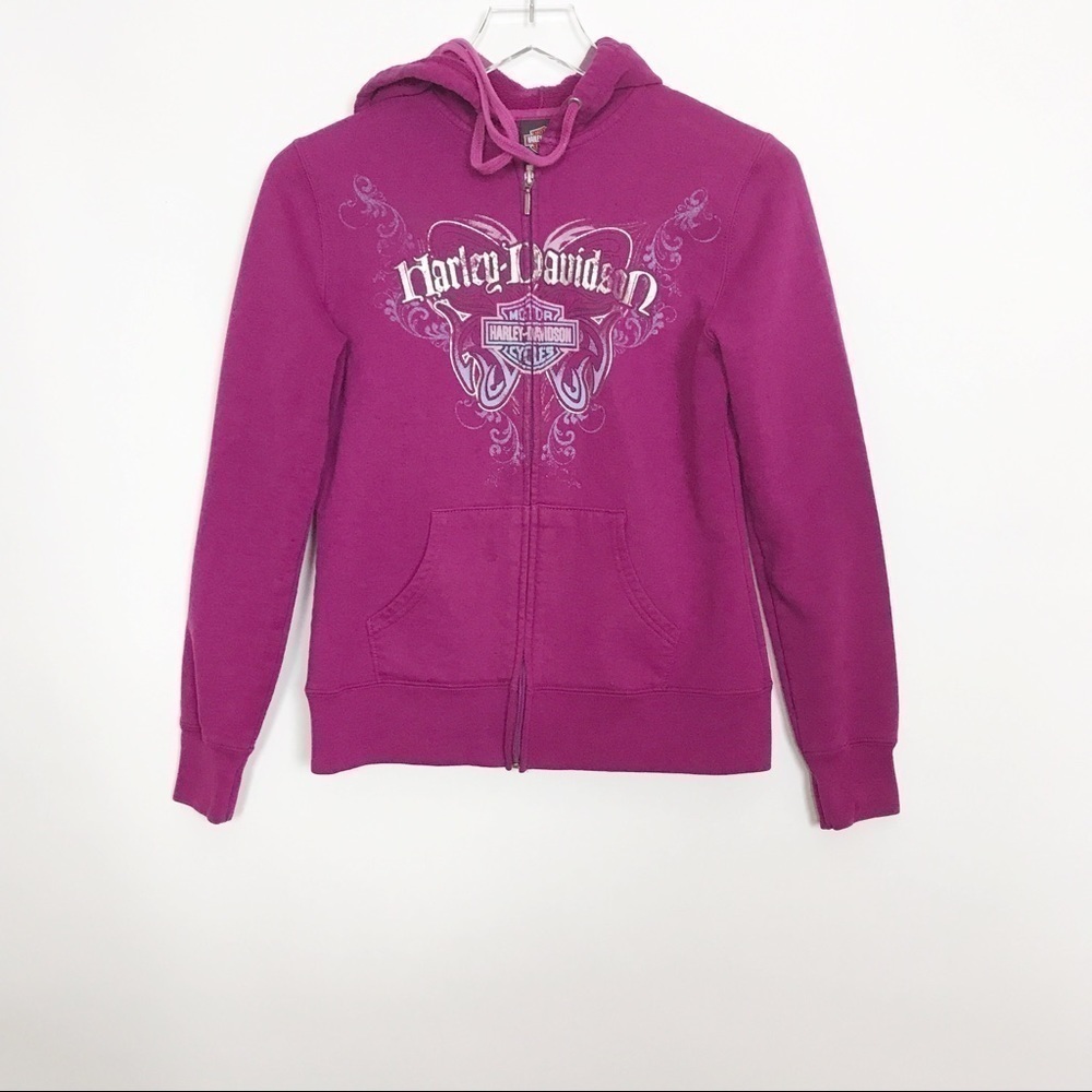 Harley-Davidson zipper hoodie logo front/back